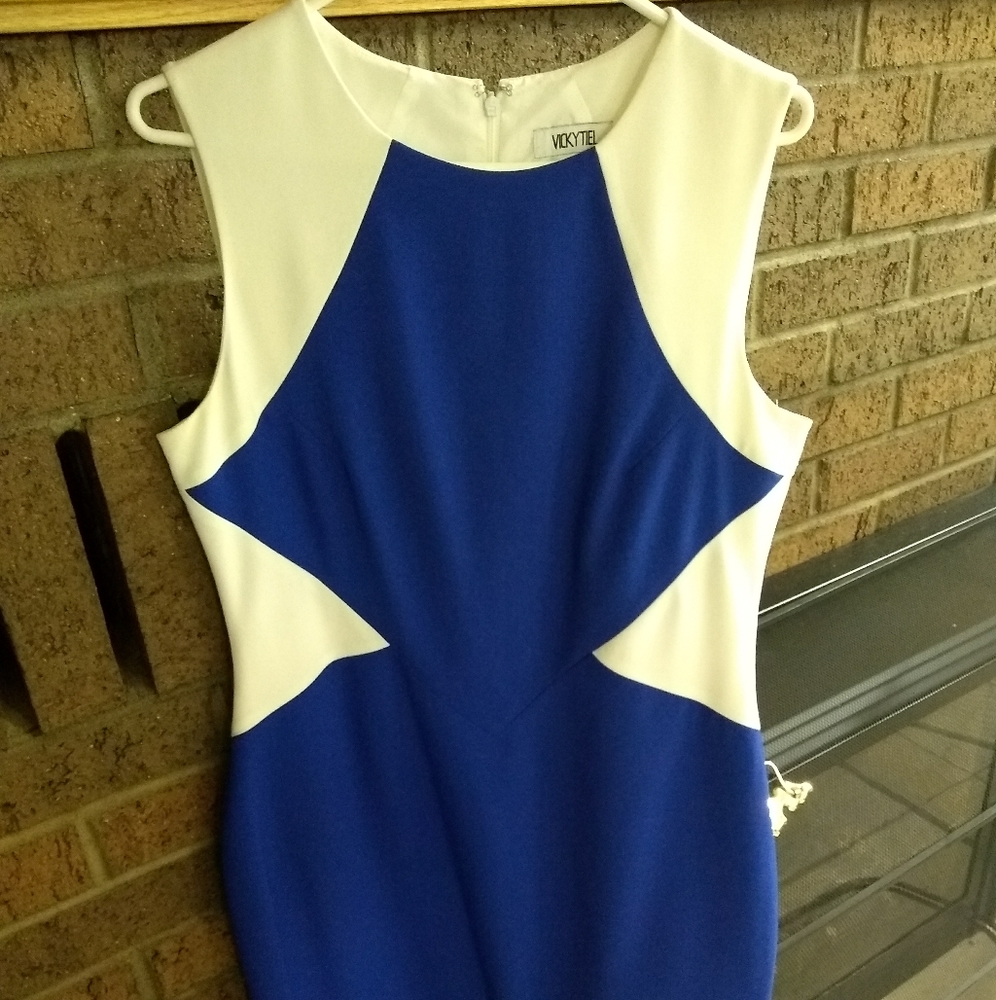 Blue and white business style dress
